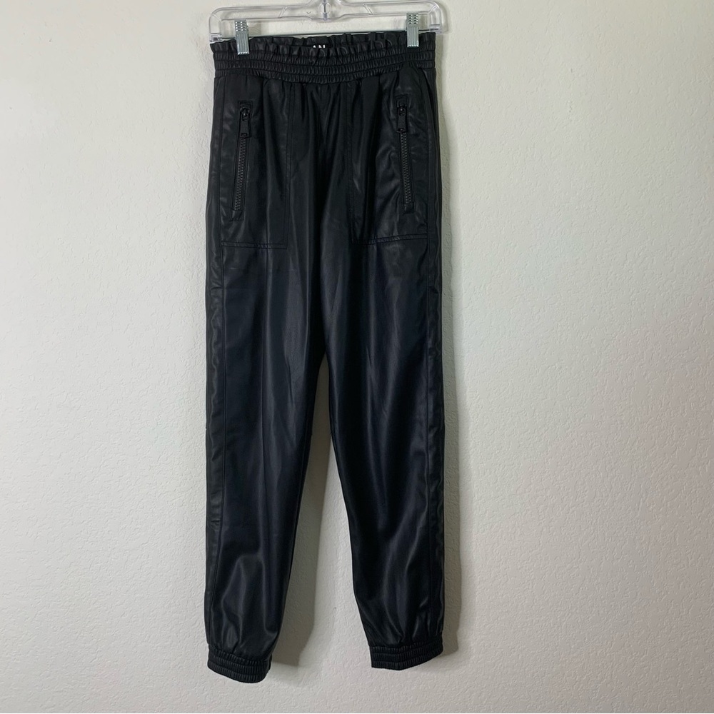 Alp N Rock womens black faux leather joggers XS